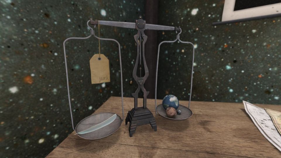 Antique balance scale with a paper tag